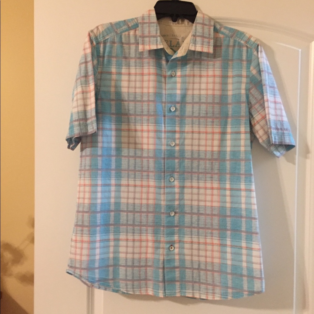 Tommy Bahama plaid seersucker shirt, size small